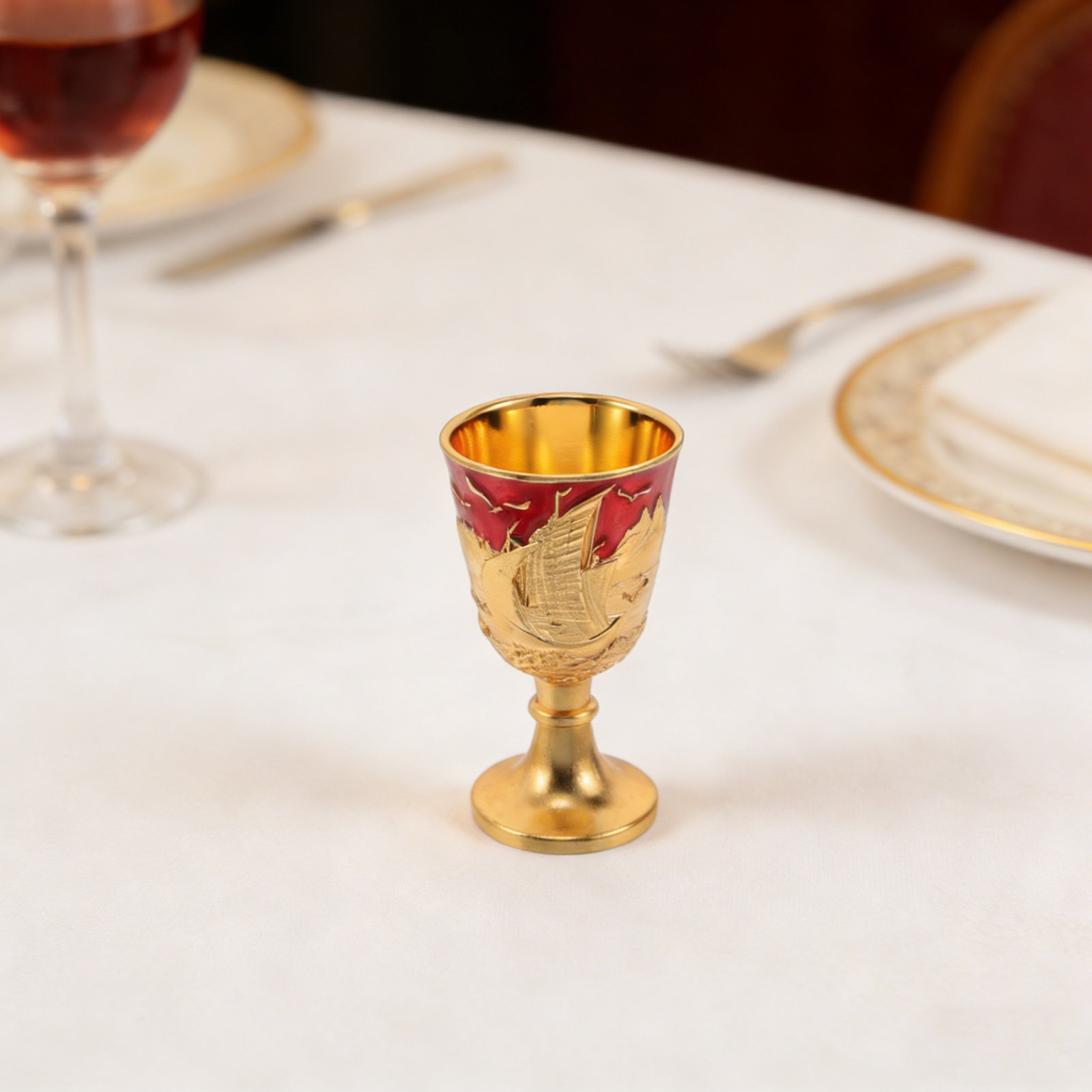 2Pcs Vintage Alloy Goblet Glas - Home Bar Set 评论和价格