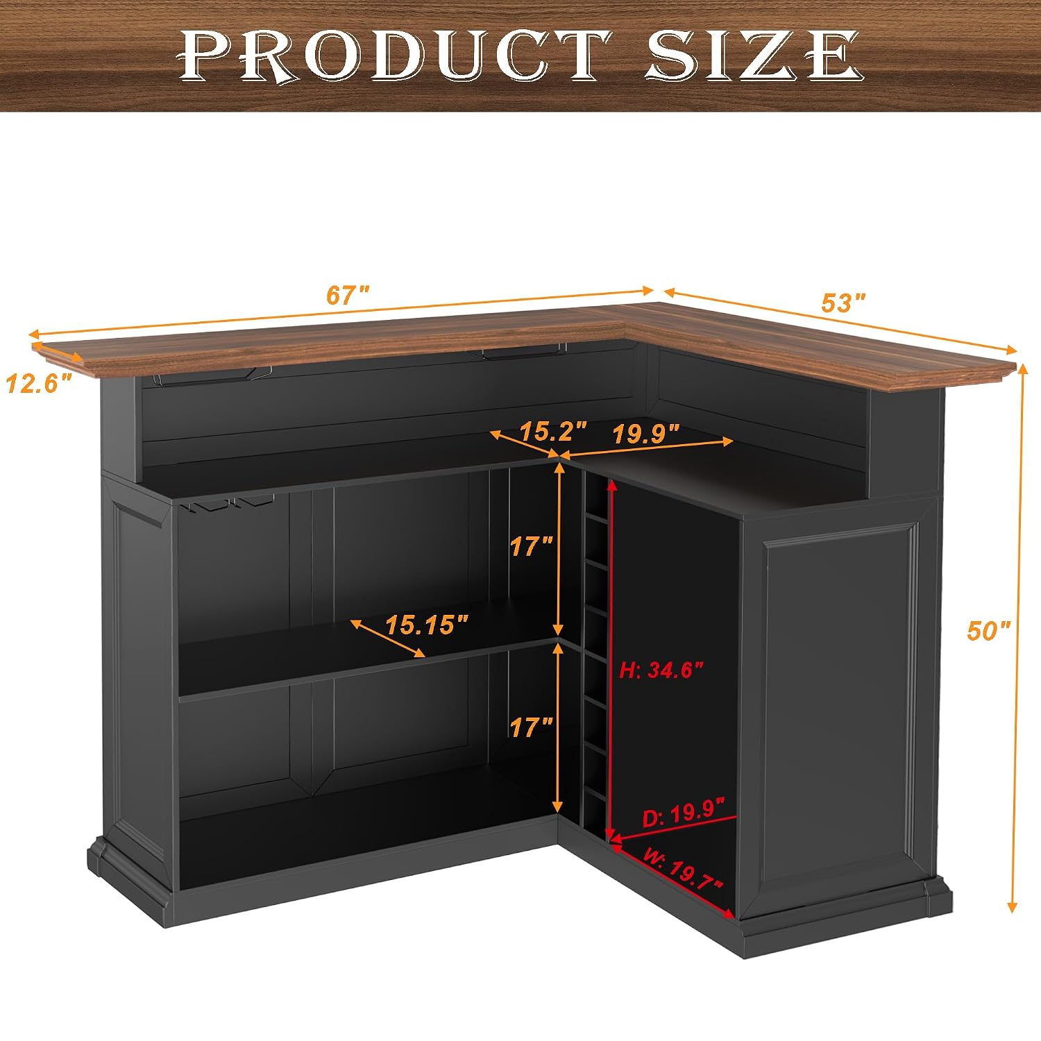 L-Shaped Home Bar Cabinet with - Home Bar Lounge 评论和价格